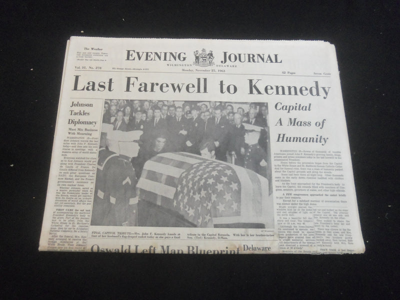1963 NOV 23 EVENING JOURNAL NEWS NEWSPAPER - LAST FAREWELL TO KENNEDY - NP 5805