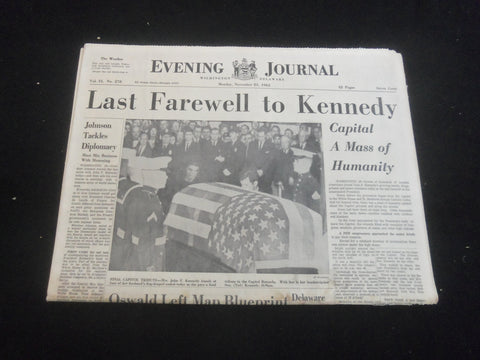 1963 NOV 23 EVENING JOURNAL NEWS NEWSPAPER - LAST FAREWELL TO KENNEDY - NP 5805