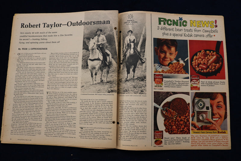1961 MAY 20 FAMILY WEEKLY MAGAZINE - ROBERT TAYLOR ARTICLE AND PHOTO - E 23293