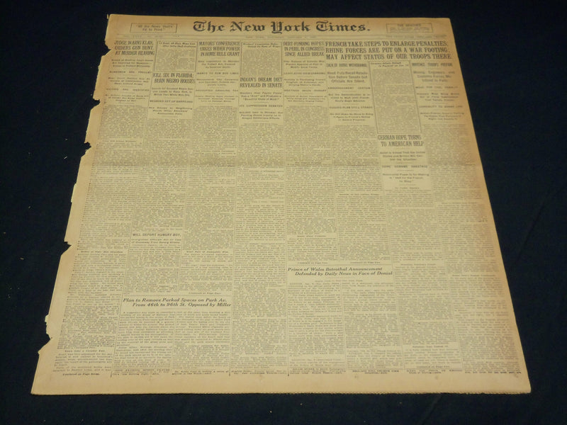 1923 JANUARY 6 NEW YORK TIMES - JUDGE WARNS KLAN AT MURDER HEARING - NT 7890