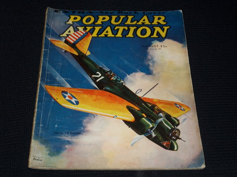 1934 AUGUST POPULAR AVIATION MAGAZINE - MARTIN YB BOMBER FRONT COVER - E 5355