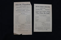 1910'S SIXTH (6TH) STREET THEATRE PROGRAMS - LOT OF 2 - COSHOCTON, OHIO - K 1879