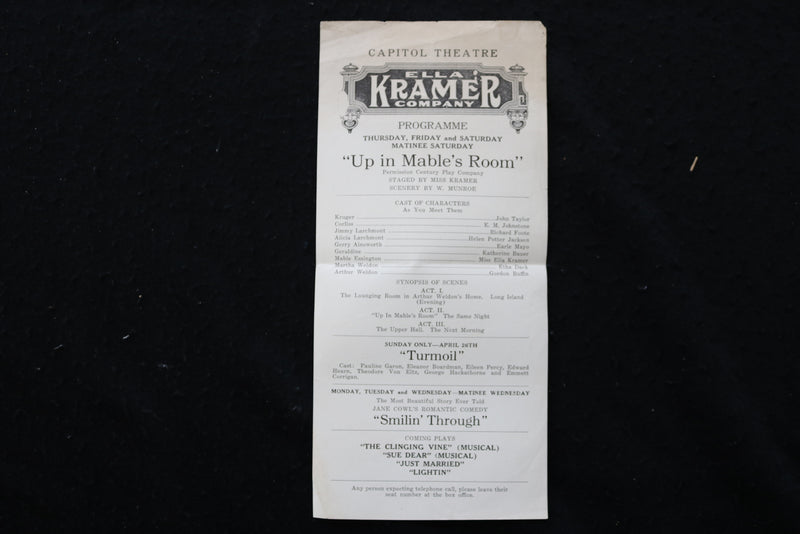 1920'S ELLA KRAMER COMPANY THEATRE PROGRAMS - LOT OF 3 - K 1869