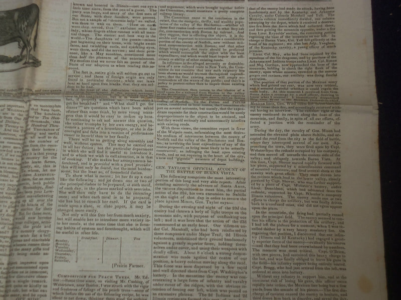 1847 MAY 1 MASSACHUSETTS PLOUGHMAN NEWSPAPER - TAYLOR - BUENA VISTA - NP 5146