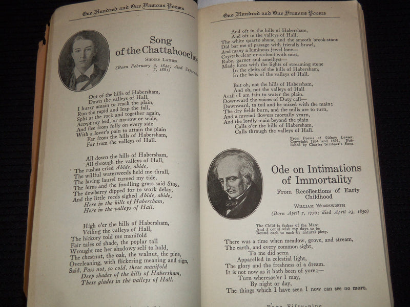 1929 ONE HUNDRED AND ONE FAMOUS POEMS BOOK BY ROY COOK - J 7384