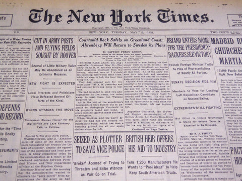 1931 MAY 12 NEW YORK TIMES - COURTAULD BACK SAFELY - NT 4132