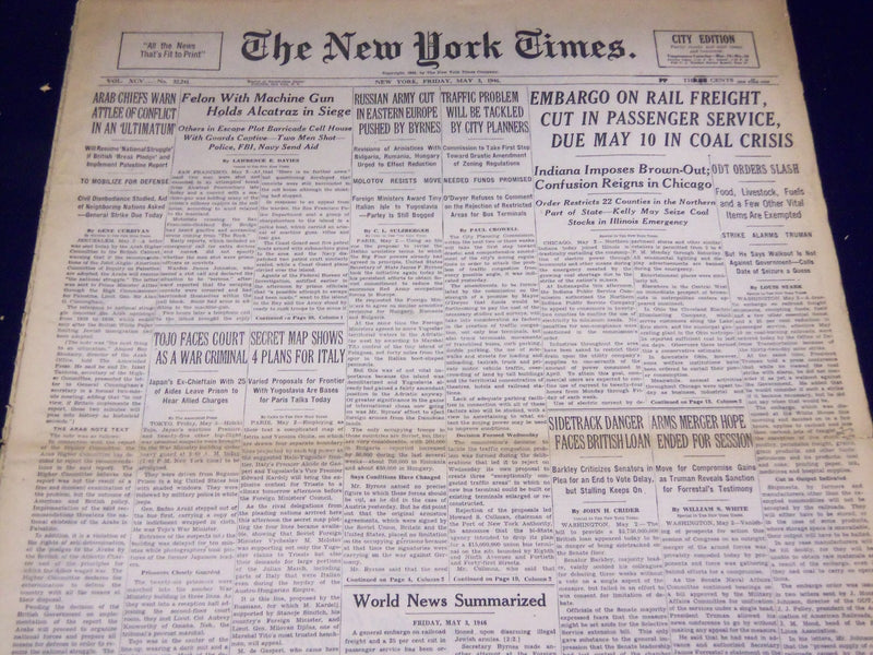 1946 MAY 3 NEW YORK TIMES - SIEGE AT ALCATRAZ - NT 3165
