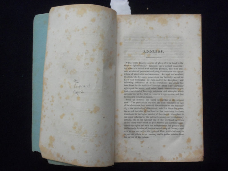 1849 DEACON NATHAN BEERS FUNERAL ADDRESS SOFTCOVER BOOKLET-NEW HAVEN, CT - K 193