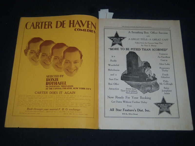 1922 NOVEMBER 9 MOTION PICTURE BULLETIN OF CALIFORNIA MAGAZINE - J 3906