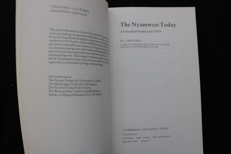 1981 THE NYAMWEZI TODAY, A TANZANIAN PEOPLE IN THE 1970S SOFTCOVER BOOK - K 3492