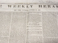 1852 OCTOBER 23 THE WEEKLY HERALD NEWSPAPER - BLACK WARRIOR - CRESCENT- NP 3878W