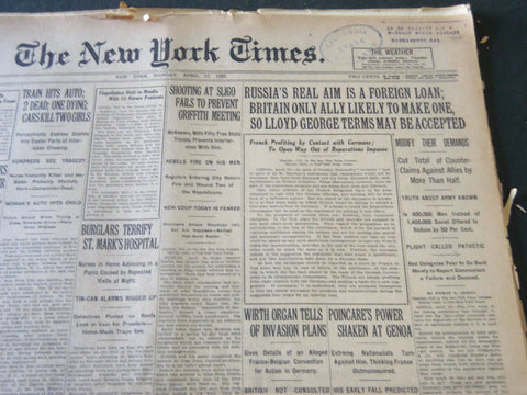 1922 APRIL 17 NEW YORK TIMES - LLOYD GEORGE TERMS MAY BE ACCEPTED - NT 5807