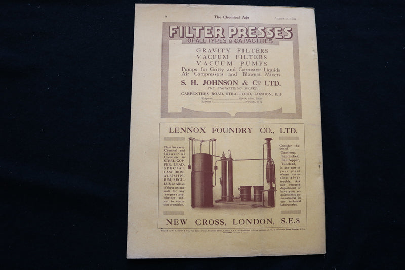 1924 AUGUST 2 THE CHEMICAL AGE MAGAZINE - ROYAL MAIL LINES COVER - SP 4925C