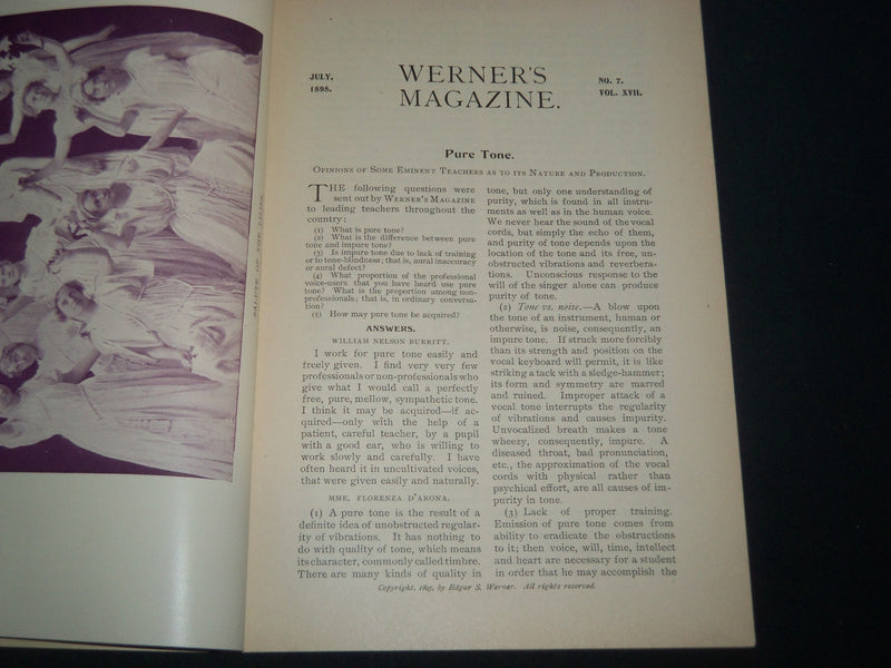1895 JULY WERNER'S MAGAZINE VOLUME 17 NO. 7 - PHYSICAL EXPRESSISM - J 4181