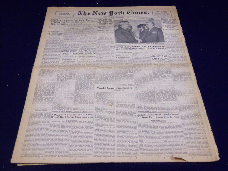 1947 SEPTEMBER 2 NEW YORK TIMES - CALCUTTA RIOTS FLARE AGAIN - NT 3435
