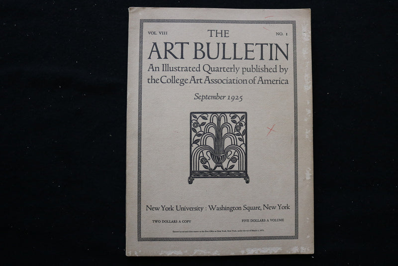 1925 SEPTEMBER THE ART BULLETIN MAGAZINE - NEW YORK UNIVERSITY COVER - B 1126A