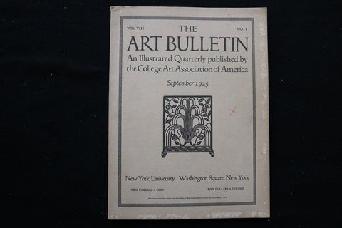 1925 SEPTEMBER THE ART BULLETIN MAGAZINE - NEW YORK UNIVERSITY COVER - B 1126A