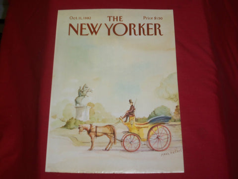 1982 OCTOBER 11 NEW YORKER MAGAZINE FRONT COVER ONLY - GREAT ART FOR FRAMING