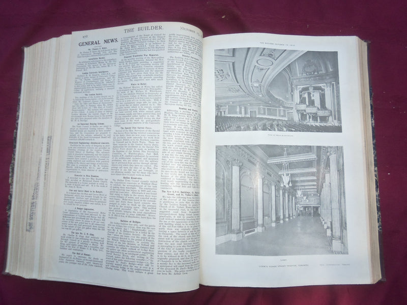 1915 JULY-DECEMBER THE BUILDER U. K. MAGAZINE BOUND VOLUME - FOLD OUTS- C 56