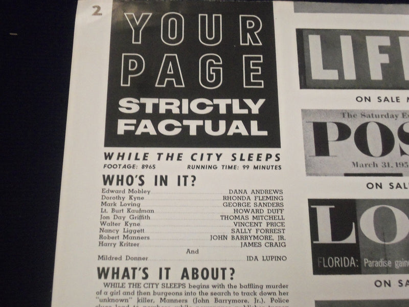 1956 WHILE THE CITY SLEEPS MOVIE CAMPAIGN BOOK DANA ANDREWS & FLEMING - P 24