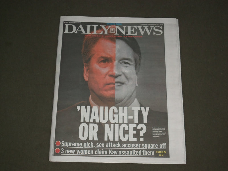 2018 SEPTEMBER 27 NEW YORK DAILY NEWS- BRETT KAVANAUGH VS. CHRISTINE BLASEY FORD