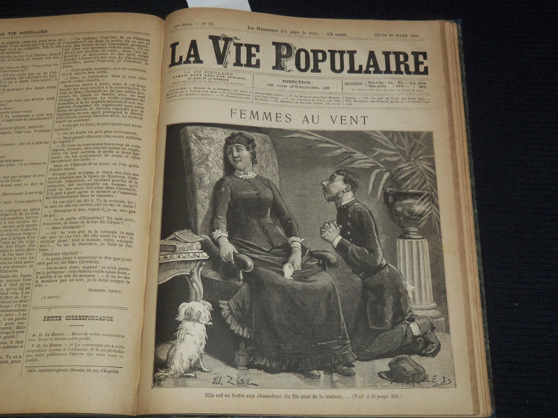 1884 JAN-MAR LA VIE POPULAIRE MAGAZINE BOUND VOLUME #1- EMILE ZOLA - KD 7462C
