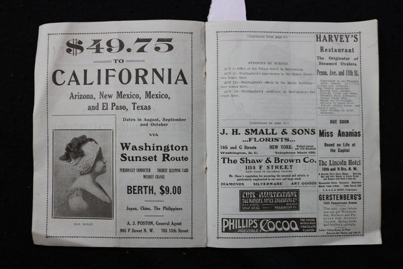 1910 SEPTEMBER 10 GET RICH QUICK WALLINGFORD PROGRAM - GEORGE M. COHAN - K 1962