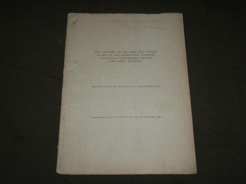 1905 ANATOMY OF EYES AND NEURAL GLANDS BOOK BY METCALF - J 7125