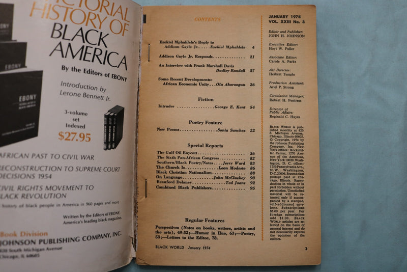 1974 JANUARY BLACK WORLD MAGAZINE - ANNUAL LITERARY AWARDS - K 3359