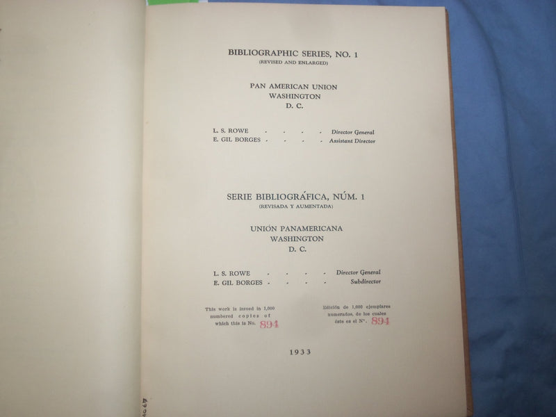 1933 BIBLIOGRAPHY OF LIBERATOR SIMON BOLIVAR HARDCOVER BOOK ENG/SP - KD 9358