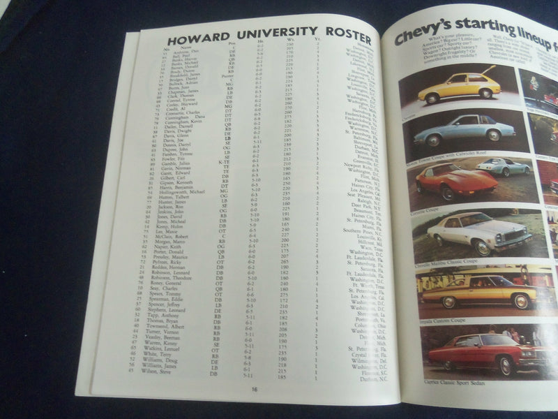 1975 NOV 8 MEAC-SWAC SHOWDOWN PROGRAM -HOWARD UNIV VS SOUTHERN UNIV - SP 1214D