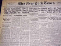 1941 FEBRUARY 27 NEW YORK TIMES - BRITISH TAKE SOMALI CAPITAL, STRIKE - NT 1386