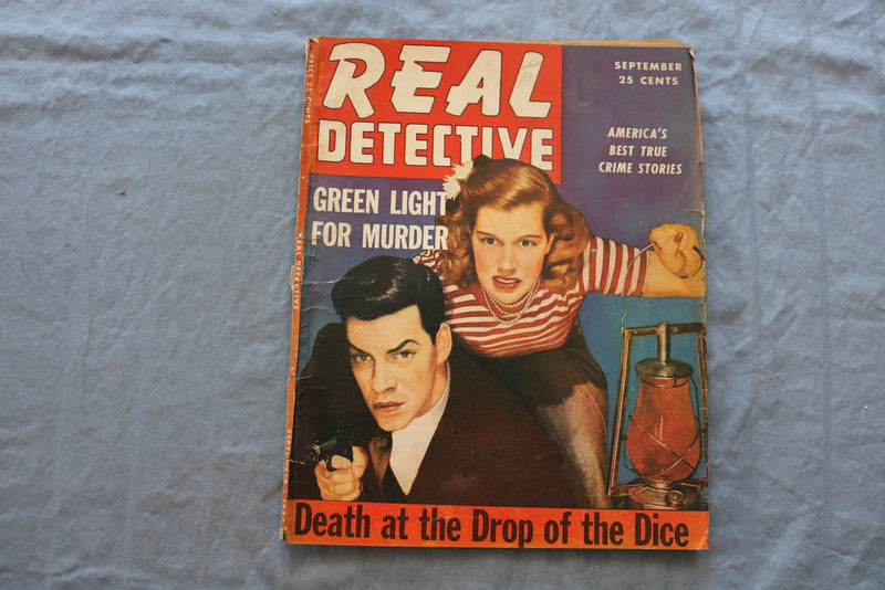 1943 SEPTEMBER REAL DETECTIVE MAGAZINE - GREEN LIGHT FOR MURDER COVER - SP 5397U