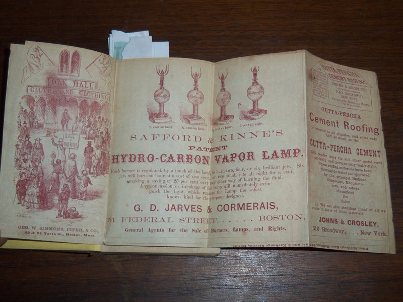 1861 THE BOSTON ALMANAC W/ FOLD OUT MAP - 3 3/8