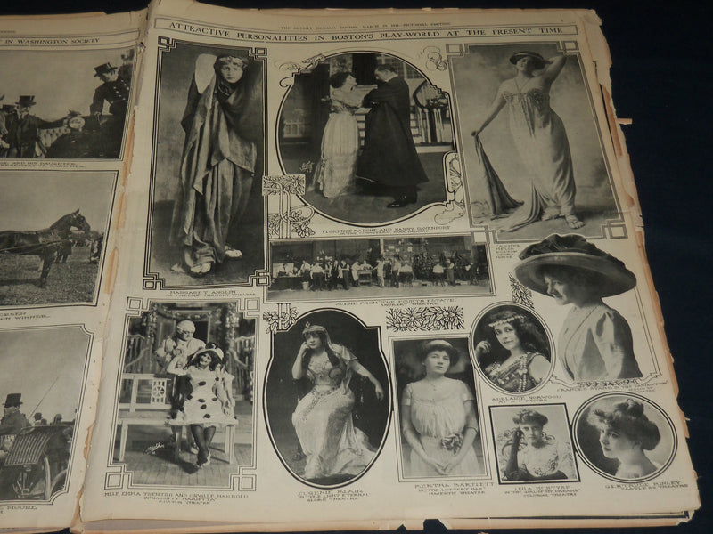 1910-1911 THE BOSTON HERALD SUNDAY PICTORIAL SECTIONS LOT OF 15 - UP 85