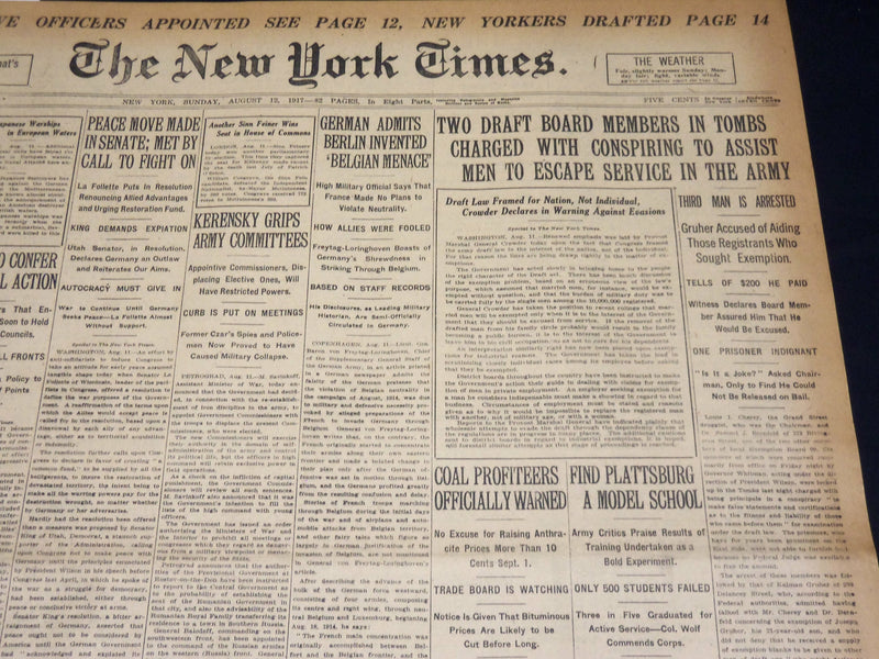 1917 AUGUST 12 NEW YORK TIMES - KERENSKY GRIPS ARMY COMMITTEES - NT 8509