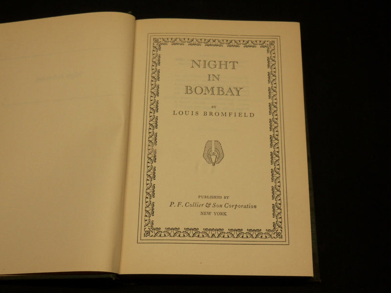1940 NIGHT IN BOMBAY HARDCOVER BOOK BY LOUIS BROMFIELD - KD 2770E