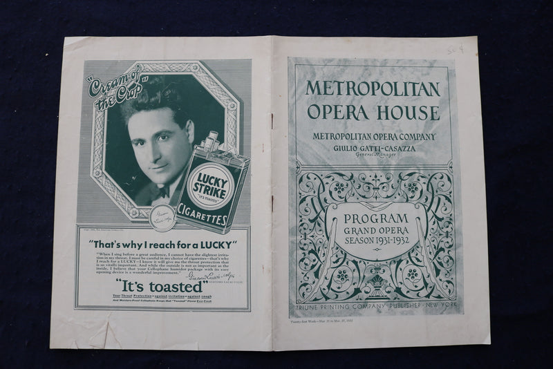 1929-1934 METROPOLITAN OPERA HOUSE PROGRAMS - LOT OF 4 - K 1699