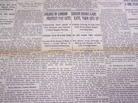 1931 OCTOBER 12 NEW YORK TIMES - EDISON SHOWS GAIN, EATS - NT 3967