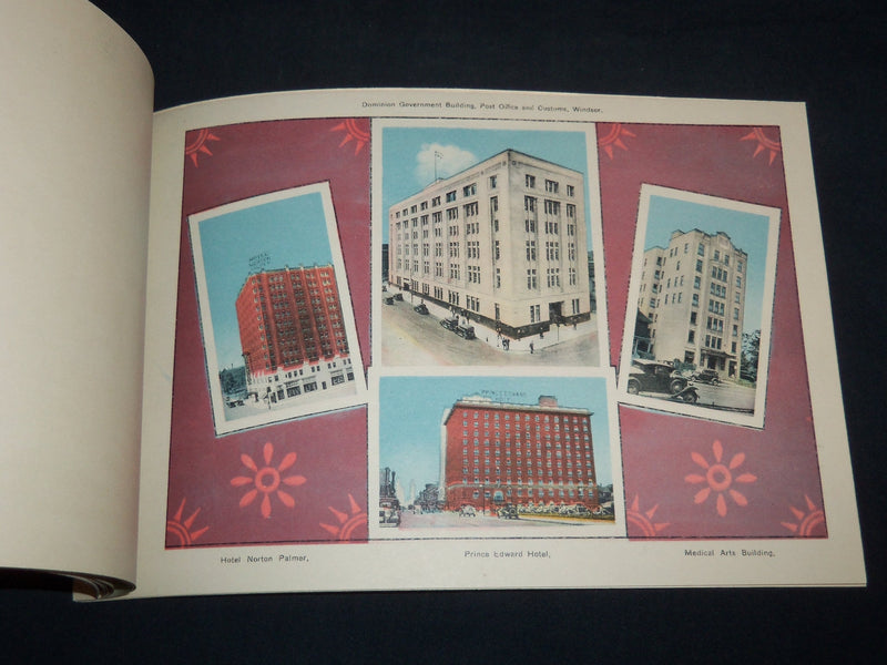 1940'S SOUVENIR VIEWS OF WINDSOR ONTARIO BOOK WITH ENVELOPE - J 8532