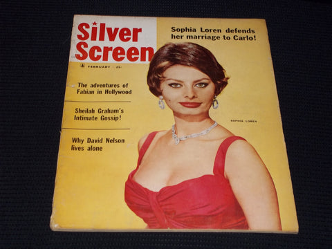 1960 FEBRUARY SILVER SCREEN MAGAZINE - SOPHIA LOREN FRONT COVER - E 13537