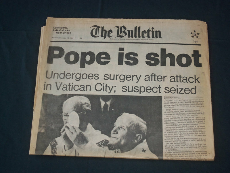 1981 MAY 31 THE BULLETIN NEWSPAPER - NEW JERSEY- PA - POPE IS SHOT - NP 3600