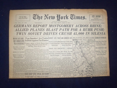 1945 MARCH 23 NEW YORK TIMES - GERMANS REPORT MONTGOMERY ACROSS RHINE - NP 6674