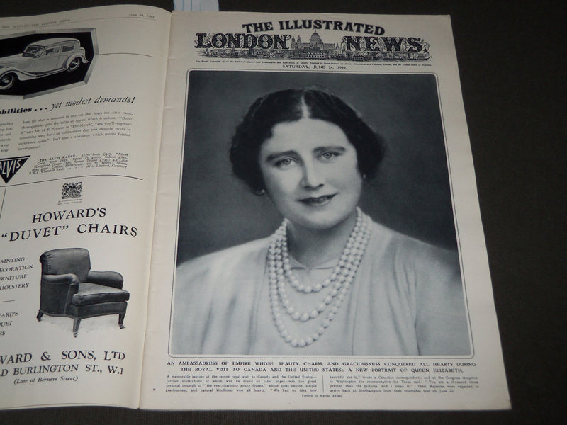 1939 JUNE 24 ILLUSTRATED LONDON NEWS MAGAZINE - KING & QUEEN COLOR ILLU- J 2770