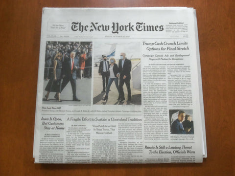 2020 OCT 23 NEW YORK TIMES - TRUMP CASH CRUNCH LIMITS OPTIONS FOR FINAL STRETCH