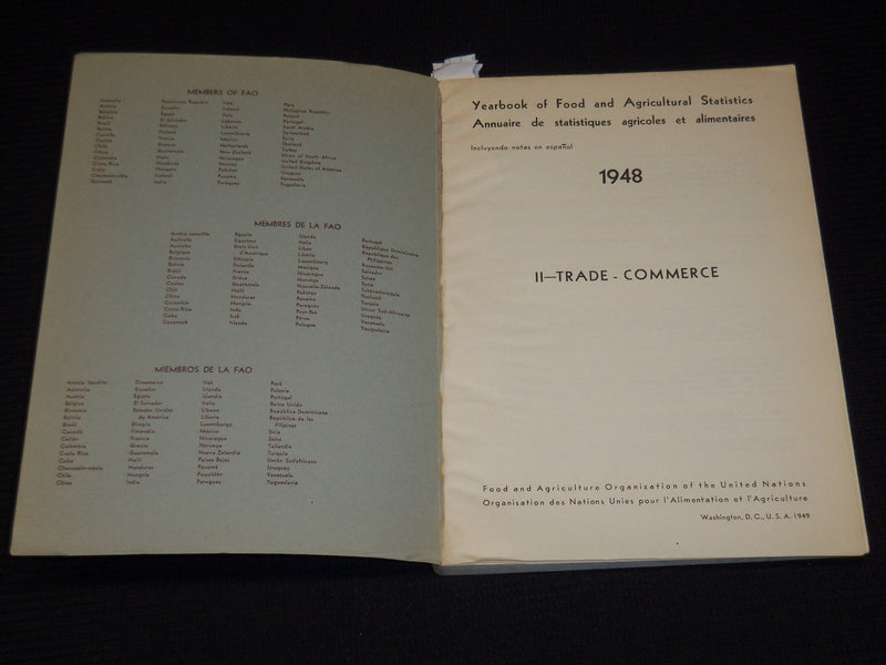 1948 YEARBOOK OF FOOD AND AGRICULTURE STATISTICS - TRADE - COMMERCE - KD 4505D