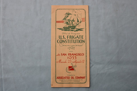 1933 U.S. FRIGATE CONSTITUTION OFFICIAL PROGRAM - K 2560