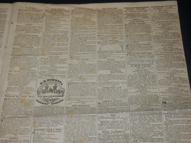 1824 FEBRUARY 28 COLUMBIAN CENTINEL NEWSPAPER - LATHROP FOR GOVERNOR - NP 4820