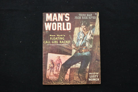 1956 SEPTEMBER MAN'S WORLD MAGAZINE - THIRD MAN FROM ROCK RIVER COVER - E 10429