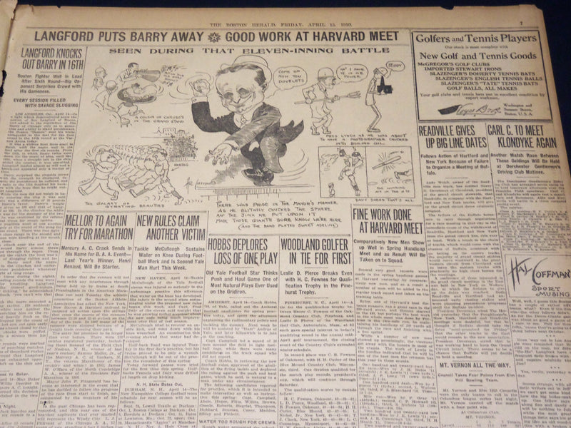 1907 APRIL 15 THE BOSTON HERALD NEWSPAPER - BASEBALL SEASONS OPENS - BH 398